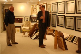 howard-levine-and-brian-wallace Howard Levine & Brian Wallace, curator and academic liaison for art and artifacts, in the Levines’ home gallery before the collection’s move