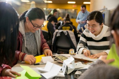 Students at the zine workshop